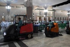 أعمال التنظيف والتعقيم تغطي أكثر من 1.3 مليون متر مربع في #المسجد_النبويي
