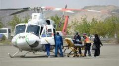 نقل حالة خطرة نتيجة حادث مروري لـ #مستشفى_الملك_فهد بالإسعاف الجوي