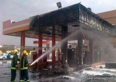 إصابة وافدان في حريق محطة وقود بالمدينة المنورة