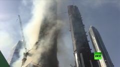 بالفيديو .. حريق هائل في أحد أبراج دبي